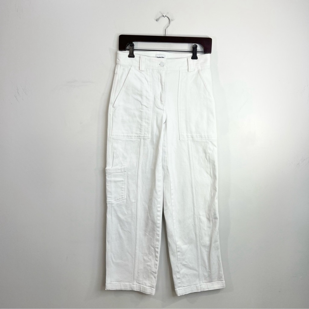 Aritzia Sunday Best white Oscar cargo carpenter straight leg pants 2 - Picture 5 of 13